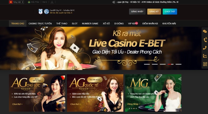 Nhà cái casino K8 với nhiều thể loại cá cược hấp dẫn